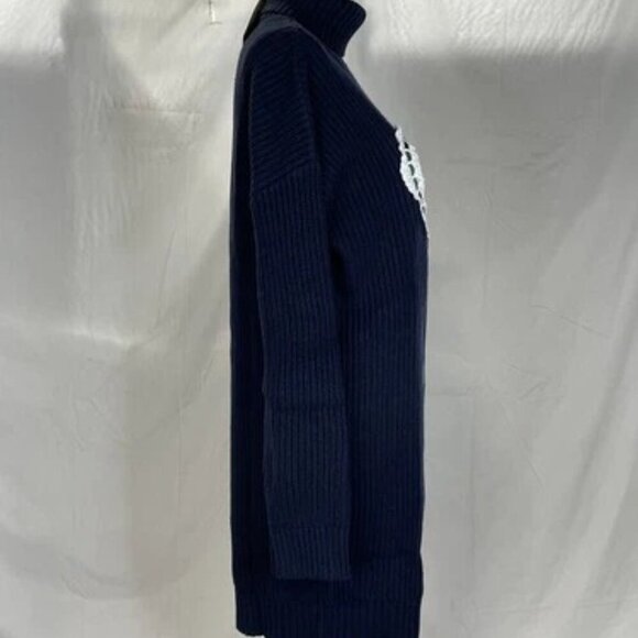 NEW TEDDY FRESH Women's Sweater Dress Knit Laced Up Size S/M Navy - Picture 8 of 8